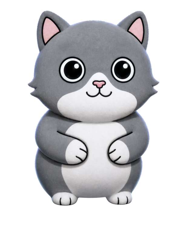 Gray collectible cat mascot